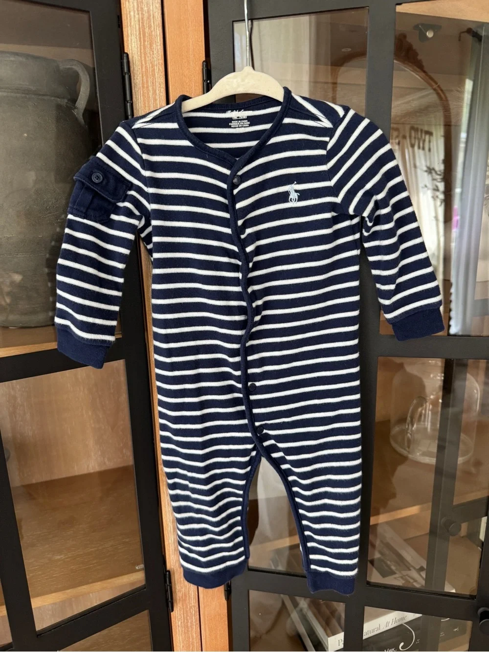 Ralph Lauren bundle baby boy romper shortall polo colorblock navy cotton collar